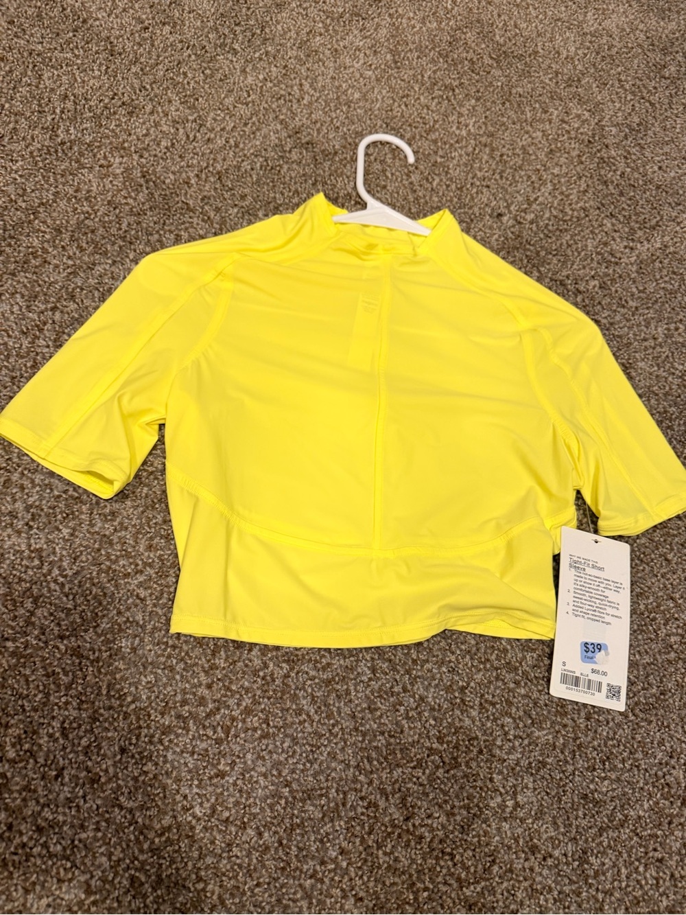 lululemon athletica Neon Yellow Cropped Short Sleeve Top